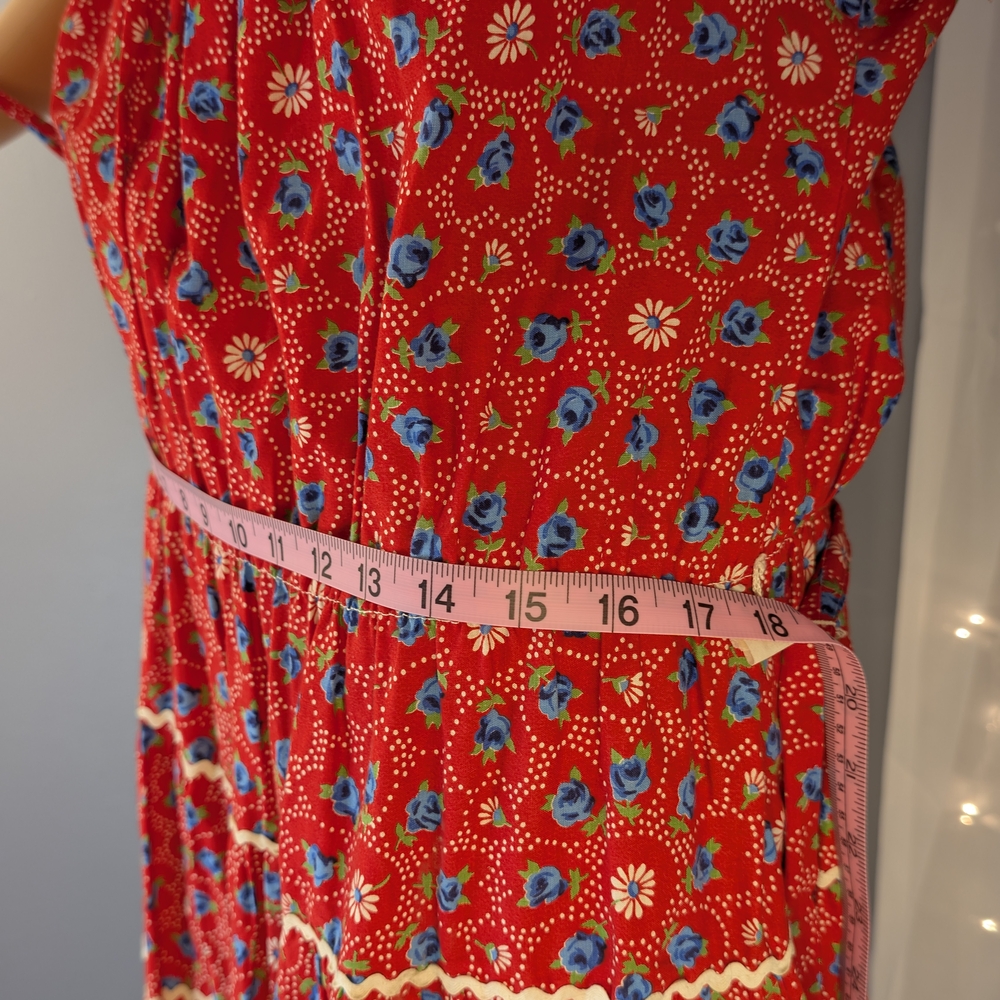 True Vintage 60s/70s Red Floral Handmade Dress – Collector’s Gem! - Picture 13 of 16